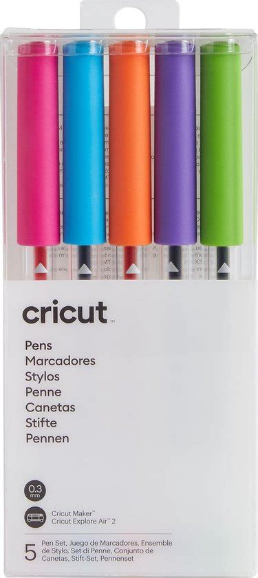 Cricut Explore + Maker Extra Fine Point Pen Set 5-pack (Basics); 5 Extra-Fine Point (0.3) pens in Black, Red, Brown, Blue, Green; Water-based, acid-free, nontoxic, permanent after dry; conforms to ASTM D-4236; Use with Cricut Explore® family and Cricut Maker® machines